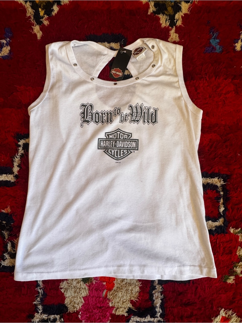 Deadstock NWT Harley Davidson Born To Be Wild Glitter Graphic Tank Sz 2x - Picture 5 of 10